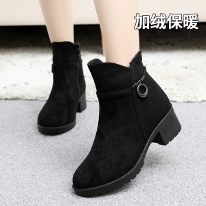 老北京布鞋女靴冬季保暖加厚棉鞋高跟时装靴短靴女加绒女鞋