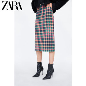 ZARA 春夏 新款 女装 格子直筒裙半身裙 07149042330