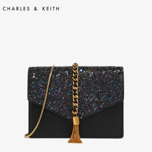 CHARLES＆KEITH信封包CK2-20160030流苏装饰单肩链条小方包