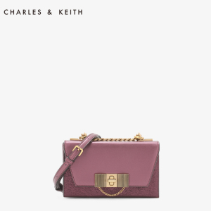 CHARLES＆KEITH 女包 CK2-70700793金属链条扣装饰女士翻盖小方包