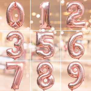 生日数字玫瑰金气球求婚品节日布置装饰婚房生日字母铝膜套餐32寸
