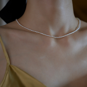 925纯银超细天然小米粒珍珠项链女小众设计感高级法式复古choker