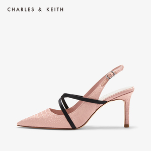 CHARLES＆KEITH低帮鞋CK1-60361156交叉绑带女士后袢带高跟鞋