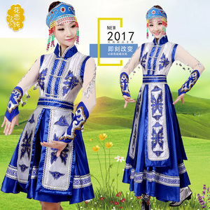新款蒙古族演出服女装内蒙古舞蹈服装蒙古袍成人少数民族表演服装