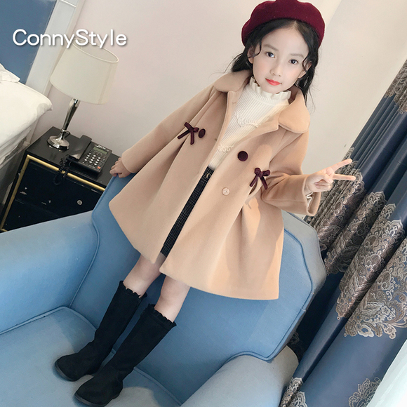 女童毛呢外套2018新款娃娃领童装韩版中大童冬装洋气儿童呢子大衣