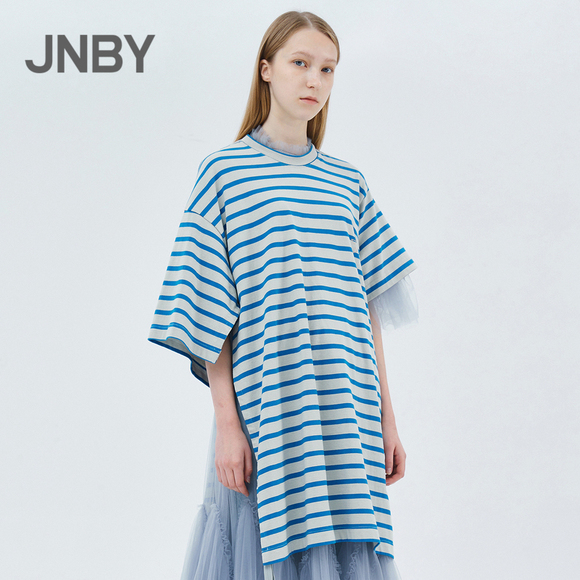 【商场同款】JNBY/江南布衣2019夏新品条纹短袖T恤女5J3612350