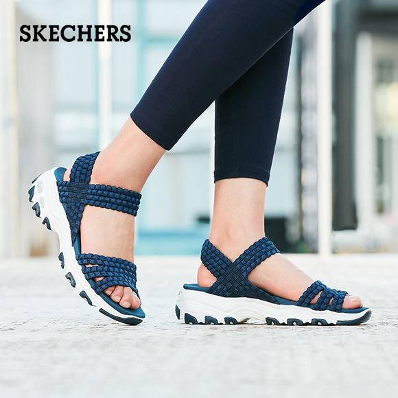 Skechers斯凯奇女鞋D|lites系列凉鞋 舒适厚底沙滩鞋 31523