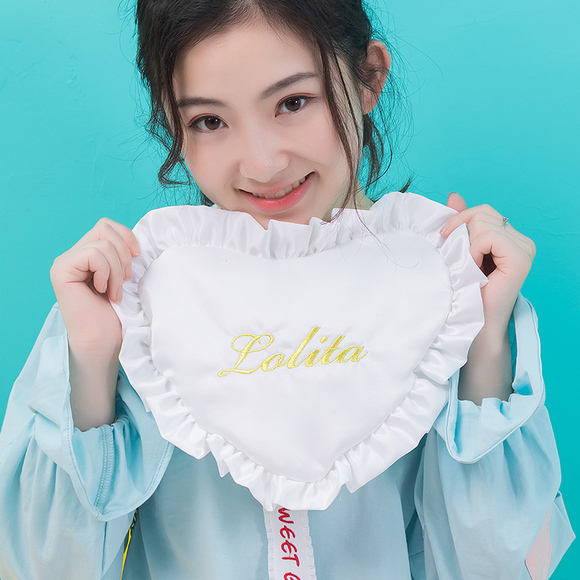 2018新款爱心枕头包lolita女包软妹斜挎包可爱日系煎饼包洛丽塔包