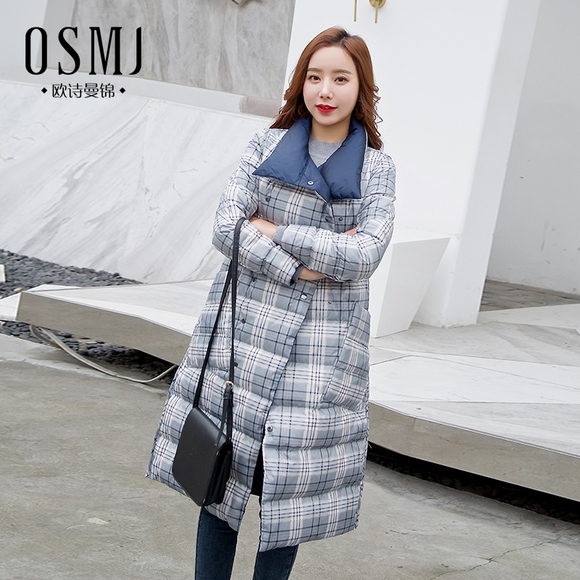 2018冬季新品时尚双面羽绒服女中长款韩版显瘦J18DY051