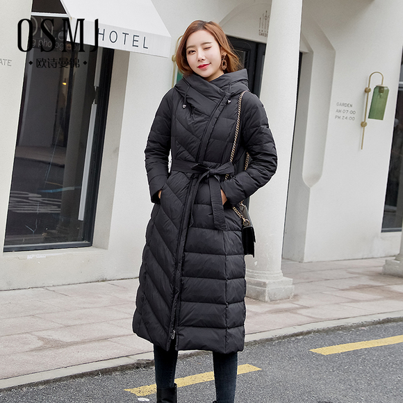 2018冬季新品长款羽绒服女韩版修身显瘦时尚J18DY055