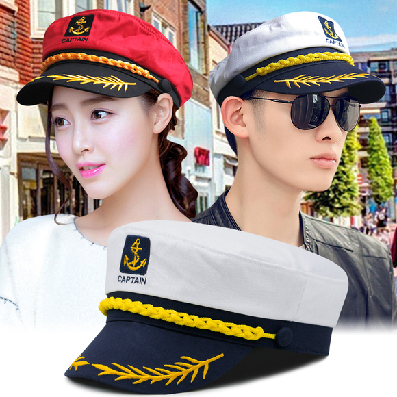 麦穗刺绣船长帽遮阳帽子男春夏天复古大头围海军帽女士时尚平顶帽
