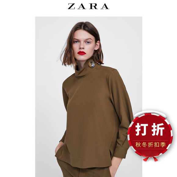【打折】ZARA 新款 女装 纽扣饰不对称上衣 08251703515