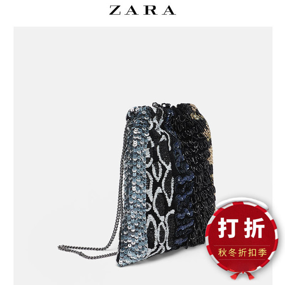 【打折】ZARA 新款 女包 晚装款拼布女提包 15682304202