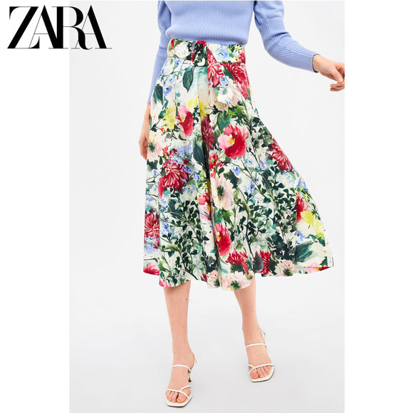 ZARA 新款 女装 花朵长裙半身裙  02490742330