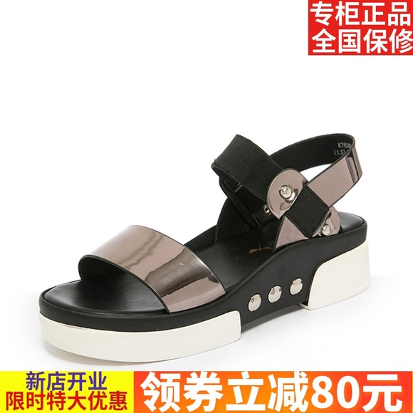 红蜻蜓正品新款女鞋松糕底舒适简约女凉鞋K78200