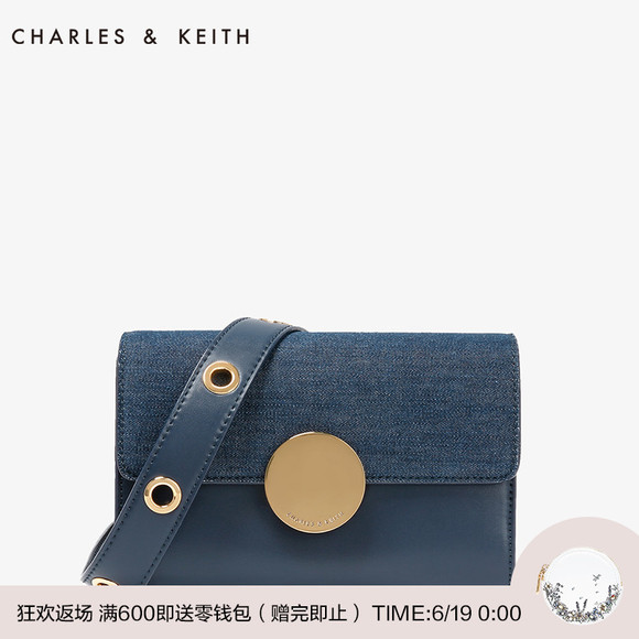 CHARLES＆KEITH 小方包 CK2-80680594 欧美圆形锁扣单肩斜挎包