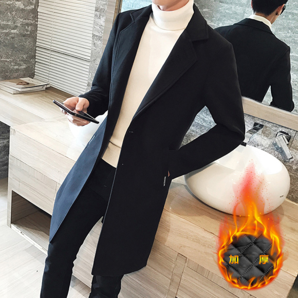 冬季风衣男潮流新款男装长外套2018大衣韩版中长款修身黑色披风秋