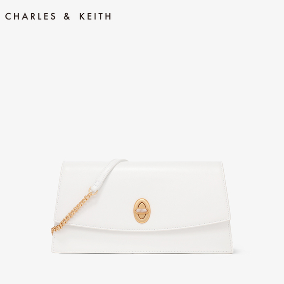 CHARLES＆KEITH单肩包CK2-70670805半宝石装饰翻盖梯形手拿包