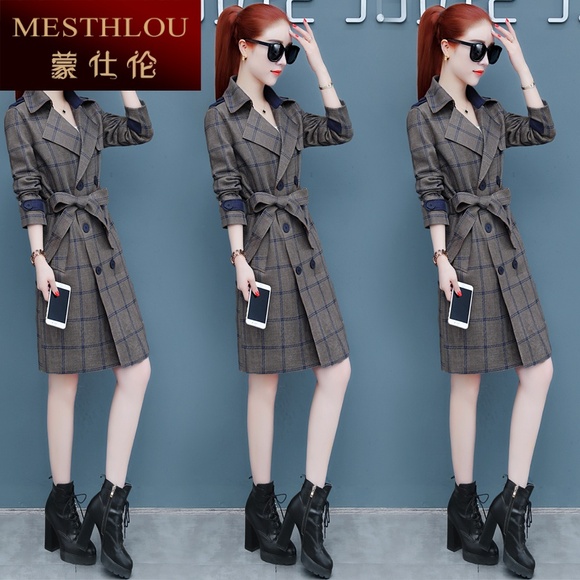 MESTHLOU中长款风衣女装2019年新款流行韩版宽松大衣秋季CY1011