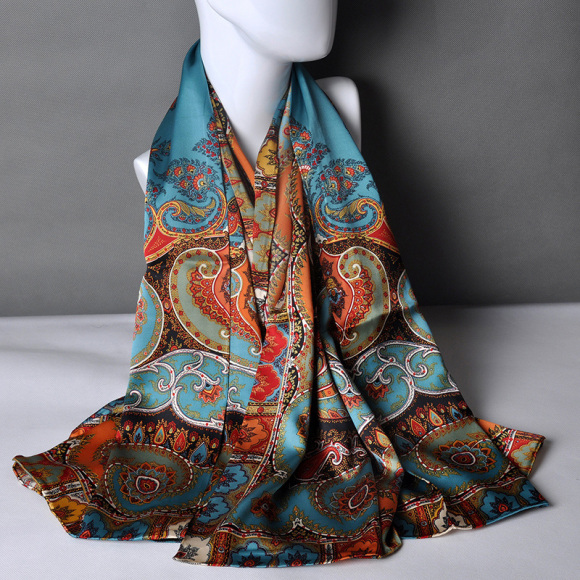 苏州丝绸重磅真丝丝巾135cm大方巾披肩女士秋冬缎面围巾14个花色
