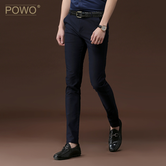 POWO休闲裤男士小脚韩版修身青年男装弹力裤子春季潮流男生长裤