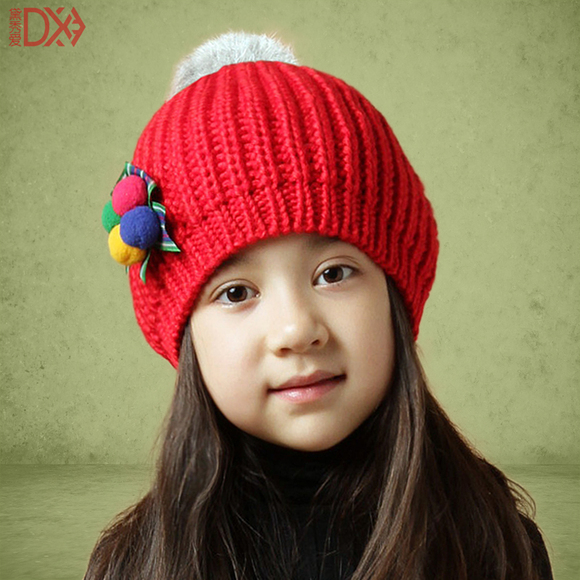 儿童毛线帽子韩版潮秋冬季可爱女童针织帽小孩公主加绒保暖护耳帽